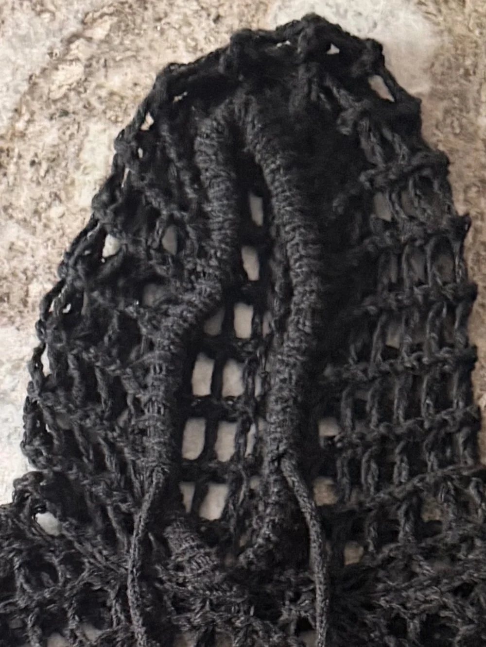 Black Boho Beach Crochet Sweater with hoodie - One Size